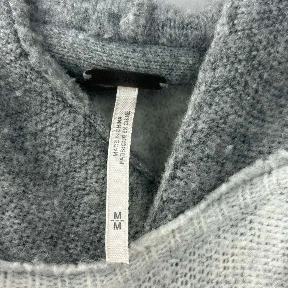 Free People Women's Medium Wool Blend Significant Other Hooded Sweater Gray/Tan - Picture 9 of 16